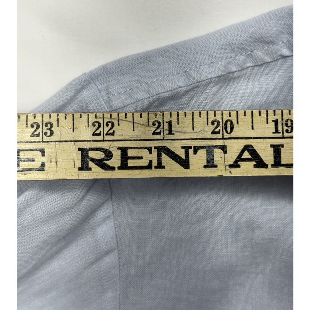Anthropologie Maeve blue 100% linen button-down shirt oversized high-low hem - Picture 14 of 14